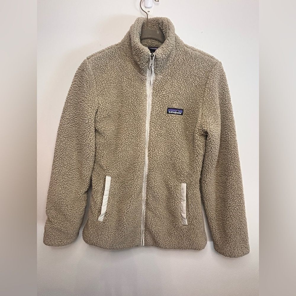 Patagonia Cream Beige Full-Zip Fleece Jacket
